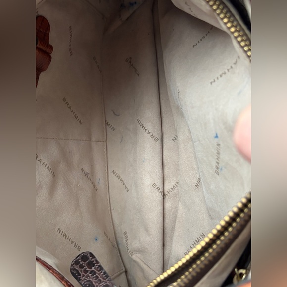 Brahmin Maggie Two Tone Brown Croc-Embossed Leather Hobo With Brass Hardware - Picture 17 of 17